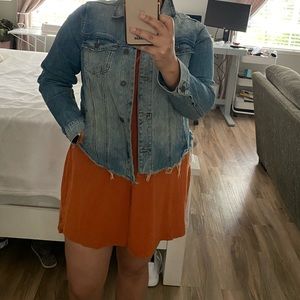 Frayed hem denim jacket